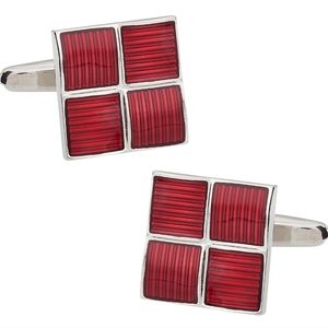 2 piece Red Enamel Square Cufflinks